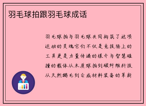 羽毛球拍跟羽毛球成话